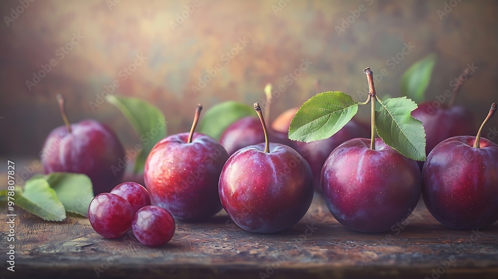 Poster many plums and one grape berry : generative ai
