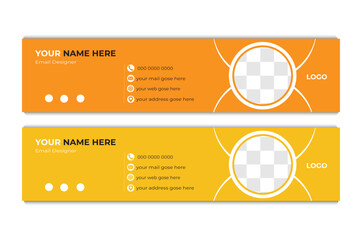 Email signature template or email footer and personal social media cover design, Email signature design for corporate company with creative shape vector template.