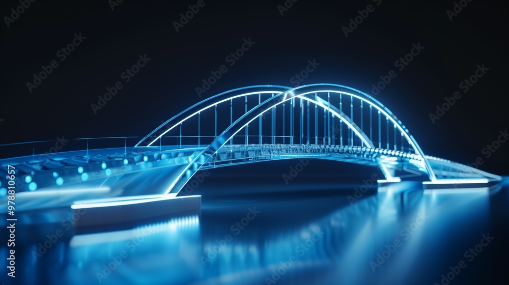 Poster vision of architecture of a 3d model bridge project