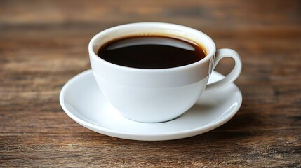 Hot Cup of Coffee on a Saucer on a Wooden Table : Generative AI