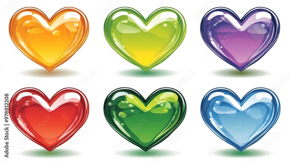 Poster colored vector hearts : generative ai