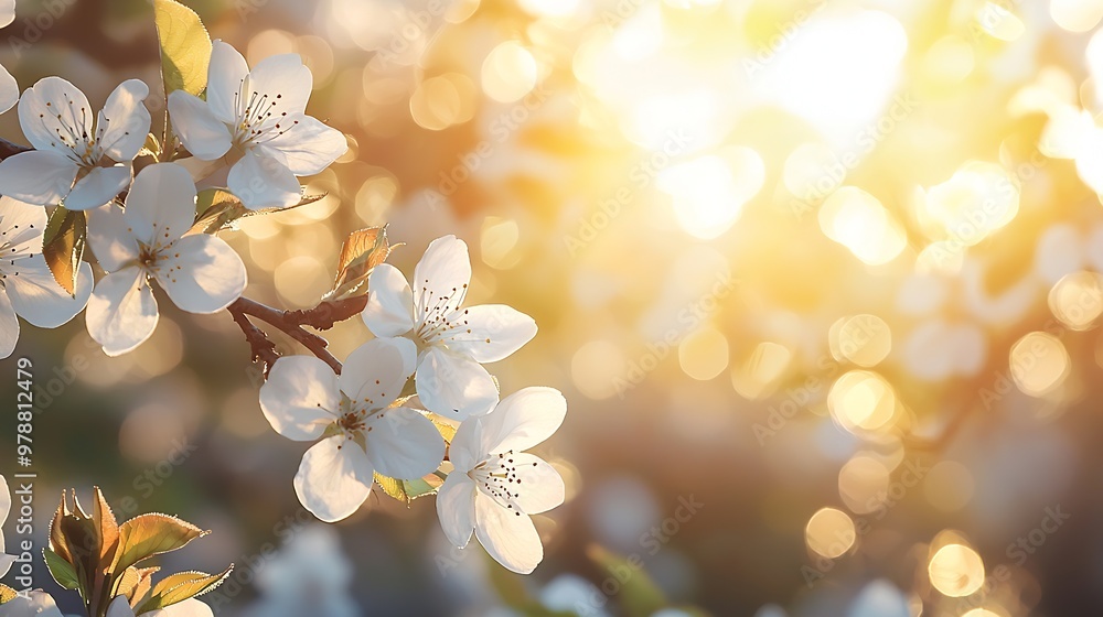 Leinwandbilder blurred nature background bokeh of spring trees : generative ai