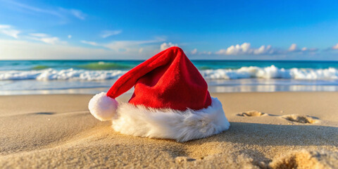 Santa hat on the beach