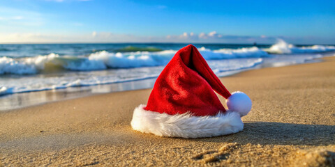 Santa hat on the beach