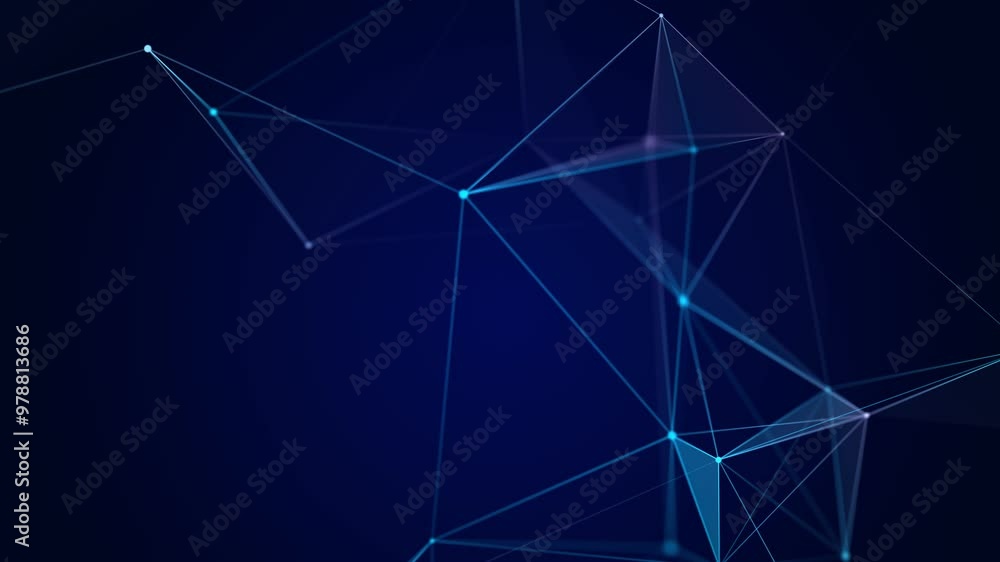 Poster connection of colored lines and shapes in space. big data visualization. digital background. 3d rend