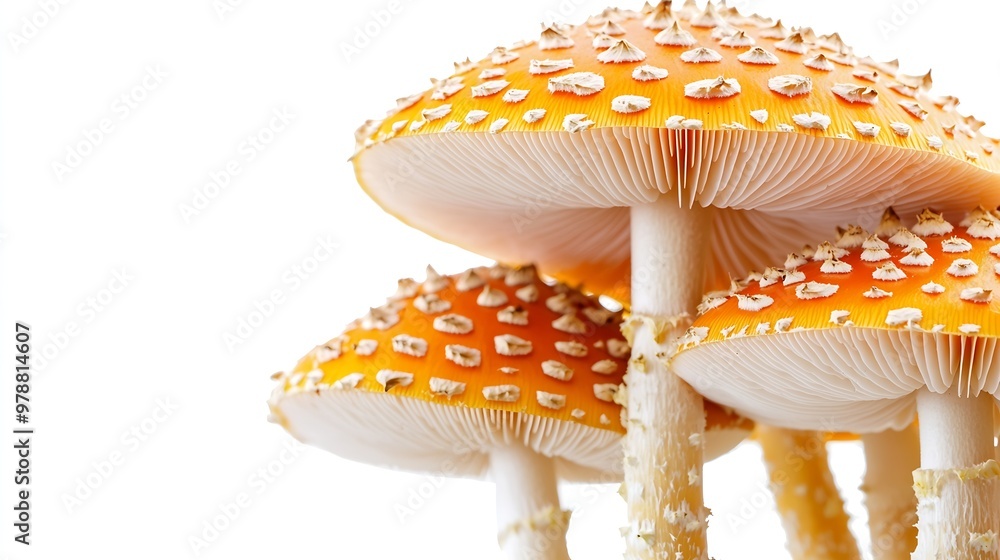 Poster mushrooms border on white background : generative ai