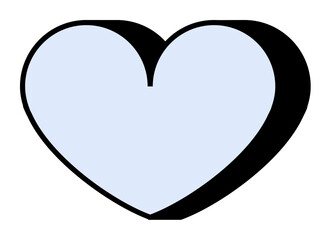 Light blue heart shape with bold black outline. Ideal for themes of romance, compassion, kindness, health, and affection. Simple vector style.