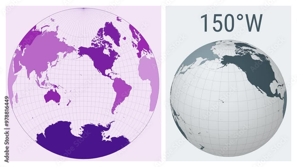 Poster world map animation. van der grinten ii projection. colored continents style. animated world map in 