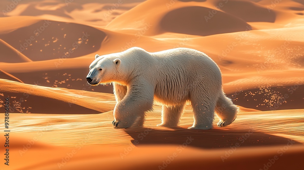 Wall mural wild polar bear in desert 