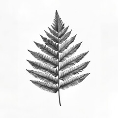 Detailed Black and White Illustration of a Fern Leaf on Paper. Generative AI