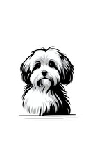 キューバのハバニーズのモノトーン画像。小型で社交的、キューバの国犬。