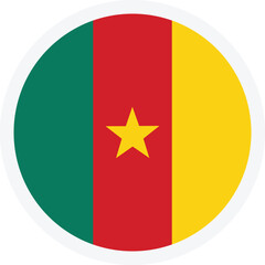 Flag of Cameroon. Round icon on transparent background. Vector icon for UI, apps and web design