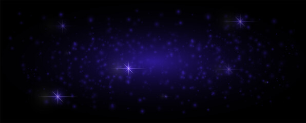 Glare light effect. Star blue dust, sparkles. Glowing stars, lights, sparkles, flashes. On a transparent background. Neon light. Night star