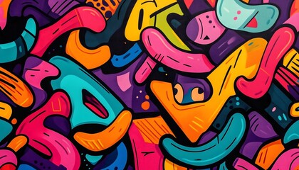 A colorful and seamless illustration of graffiti