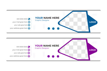 Email signature template or email footer and personal social media cover design, Email signature design for corporate company with creative shape vector template.