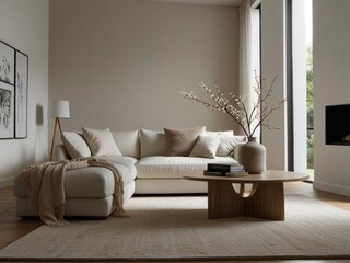 Modern Living Room with Sectional Sofa and Coffee Table