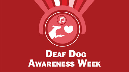 Deaf Dog Awareness Week vector banner design with geometric shapes and vibrant colors on a horizontal background.