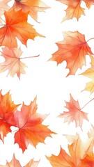 Fototapeta premium Watercolor collection of autumn maple leaves and red,yellow,Hand drawn nature design elements isolated on white background,Hand paint,Perfect for creating cards, design,copy space.