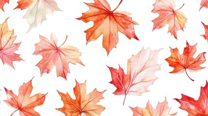 Watercolor collection of autumn maple leaves and red,yellow,Hand drawn nature design elements isolated on white background,Hand paint,Perfect for creating cards, design,copy space.