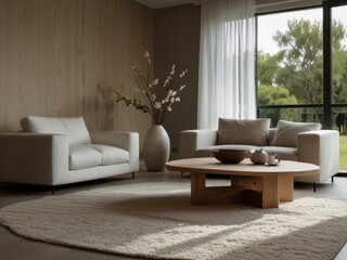 Modern Living Room with Sectional Sofa and Coffee Table