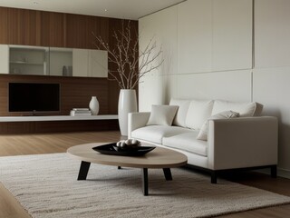 Modern Living Room with Sectional Sofa and Coffee Table