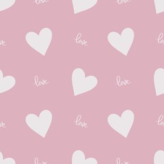 seamless pattern with hearts on pink background 