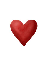 Red watercolour heart, isolated illustration on transparent background 