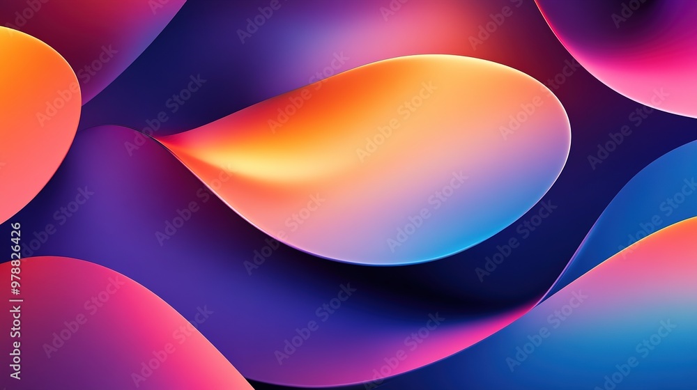 Poster a bold display of overlapping shapes with rich gradient fills creating depth and contrast