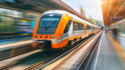 Fototapeta premium Speeding Train with Motion Blur