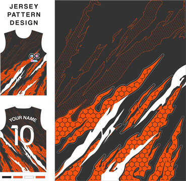 Abstract fire concept vector jersey pattern template for printing or sublimation sports uniforms football volleyball basketball e-sports cycling and fishing Free Vector.