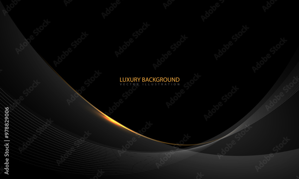 Poster abstract black gold line dynamic luxury curve smooth design modern premium elegant background vector