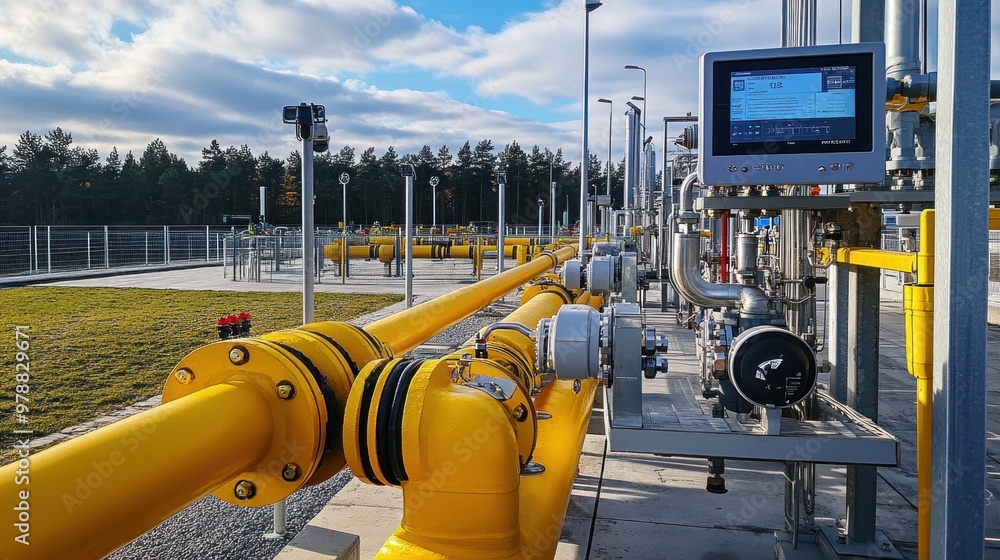Poster a gas pipeline equipped with smart sensors and automated monitoring systems, allowing for real-time 