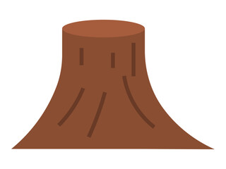 Brown tree stump with a rounded top and a slightly flared base. Ideal for nature, deforestation, forestry, environmental awareness, and education. Created in flat, minimalistic, clean style