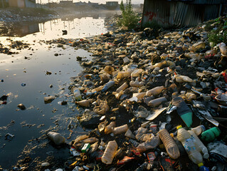 Dump of various types of garbage, environmental pollution. Neural network AI generated art