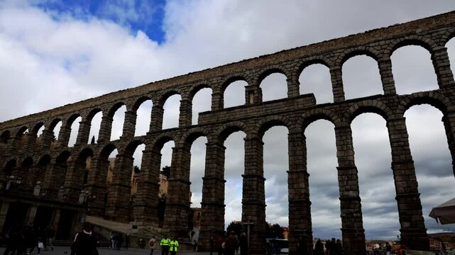 The ancient Roman aqueduct of Segovia, one of the best-preserved elevated Roman aqueducts and the foremost symbol of Segovia.