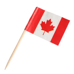 Small paper flag of Canada isolated on white