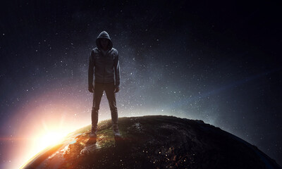 Obraz premium Silhouette of man in hoody