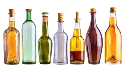 A single green bottle of wine on a blank background