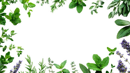 Fototapeta premium Green leaf border frame with floral and nature elements