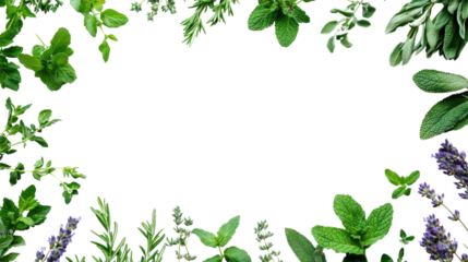 Green leaf border frame with floral and nature elements