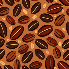 Obraz premium Hot coffee drink abstract geometric pattern. Geometrical shape composition, retro vector background or corporate identity abstract pattern with coffee bean, leaf, turkish jezve, takeaway paper cup