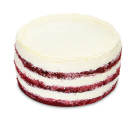 One tasty sponge cake isolated on white