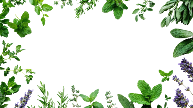 Green leaf border frame with floral and nature elements