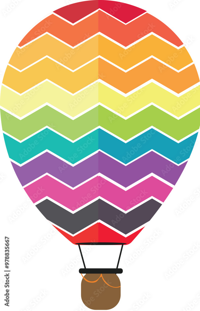 Poster Vector Illustration of Colorful Hot Air Balloon Element.