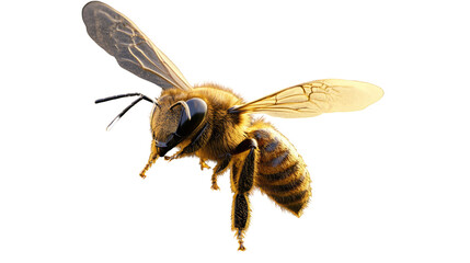 A bee and a wasp isolated on a white background