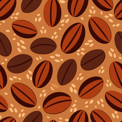 Obraz premium Hot coffee drink abstract geometric pattern. Geometrical shape composition, retro vector background or corporate identity abstract pattern with coffee bean, leaf, turkish jezve, takeaway paper cup