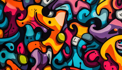 An illustration of seamless and colorful graffiti art