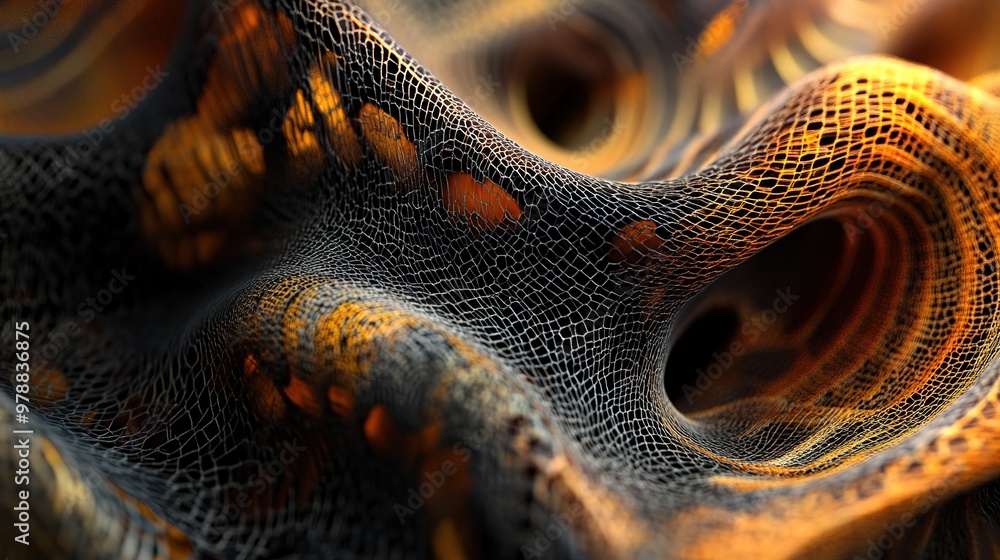 Poster a complex pattern with deep textures, forming a dynamic and engaging background