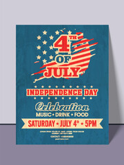 American Independence Day invitation card.