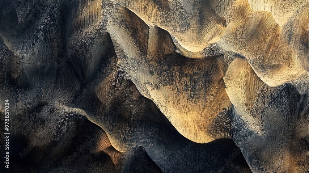 Poster a complex pattern with deep textures, forming a dynamic and engaging background
